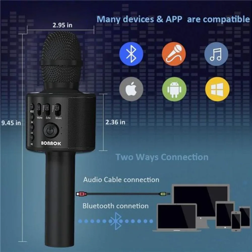 Wireless Bluetooth Karaoke Microphone,3in1 Portable Handheld Karaoke Mic Speaker